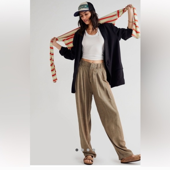 Free People Pants - Free People Calla Linen Blend Pleated Trouser Pants. Size 0